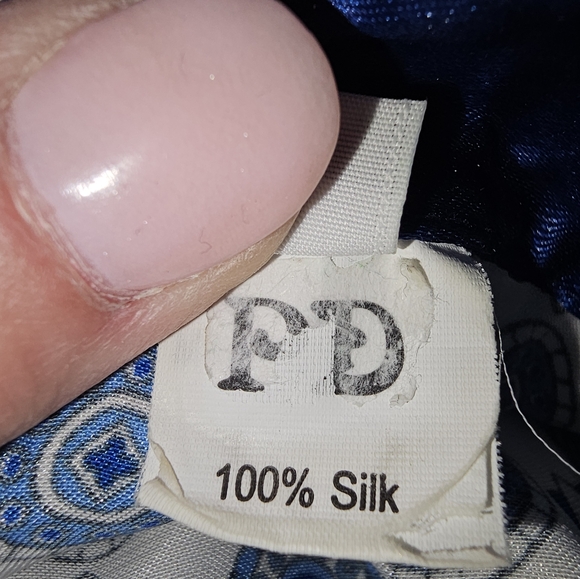 Vintage Graphic Geo Print Silk Pajamas Set Mens L Tile Print Blue Unisex EUC - Picture 6 of 12